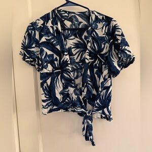 Blue palm wrap shirt